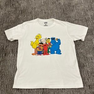 Jaws Sesame Street white short sleeve T-shirt